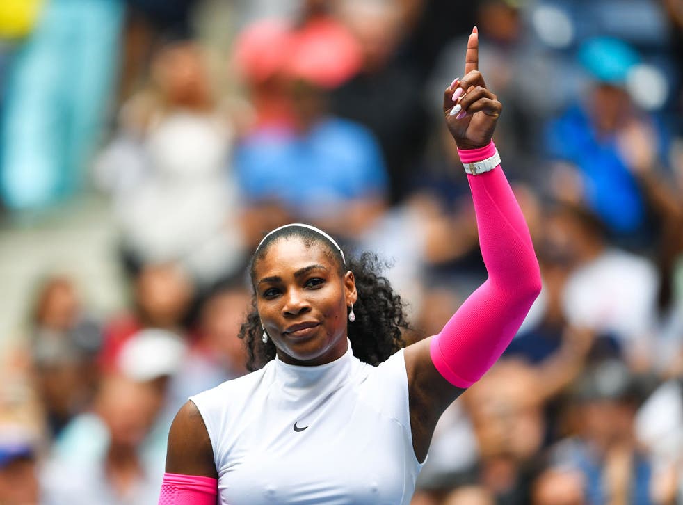 Serena Williams celebrates after recording her 307th Grand Slam victory