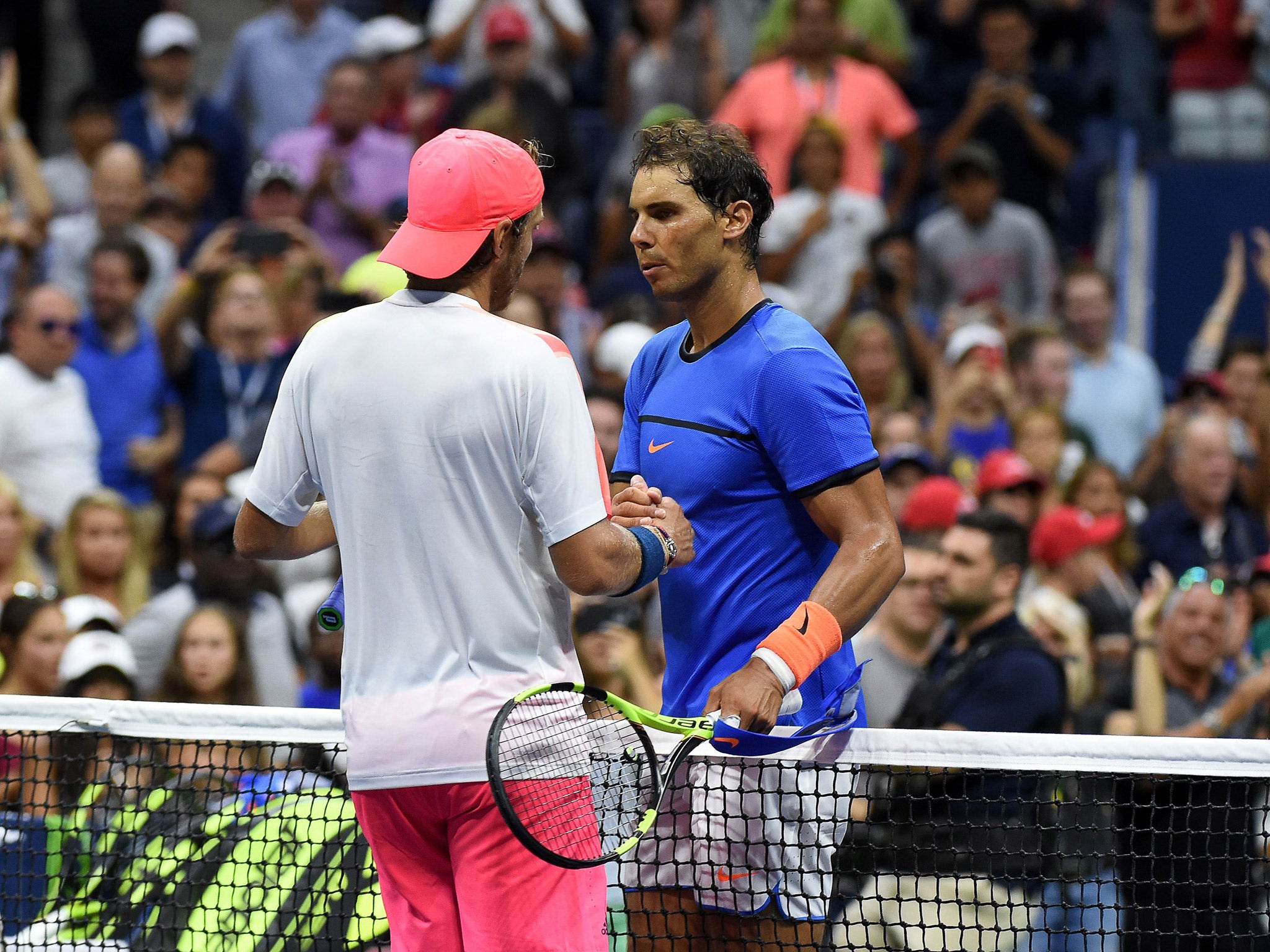 Nadal congratulates Pouille on his victory