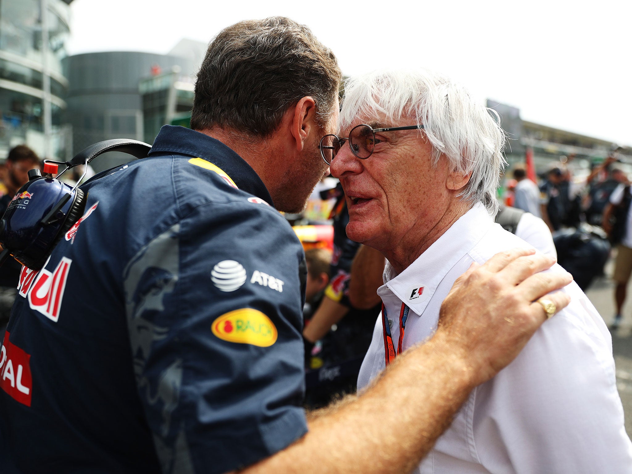 &#13;
Bernie Eccleston with Red Bull Racing team principal Christian Horner &#13;