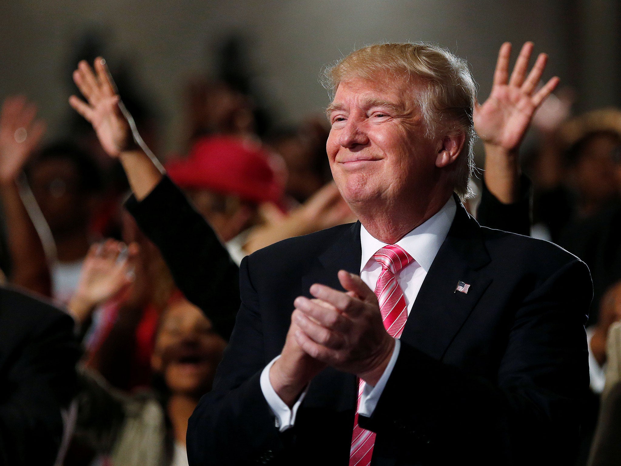 Donald Trump attending a church service in Detroit at the weekend