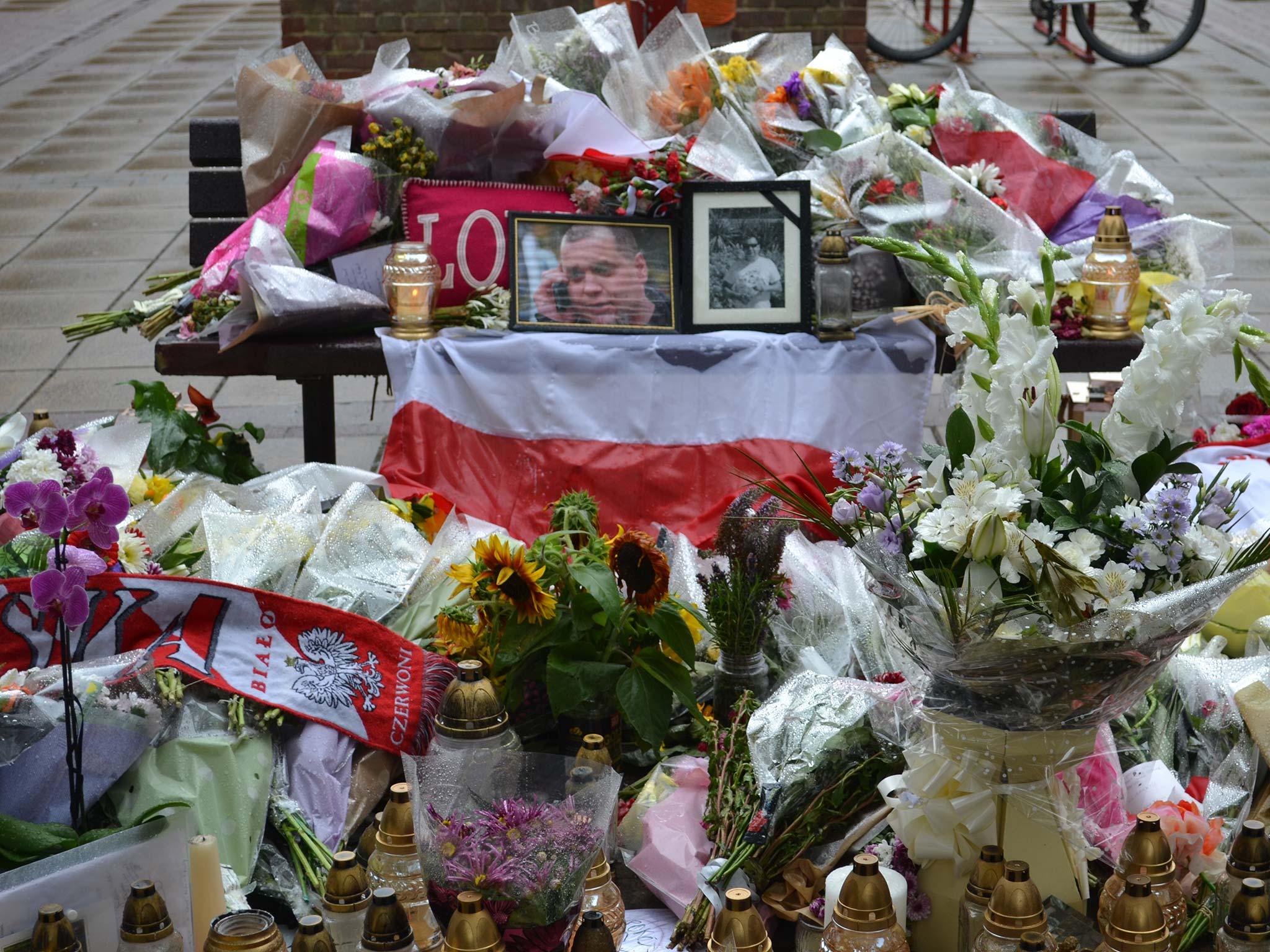 Tributes left in Harlow to a Polish man killed in a suspected hate crime
