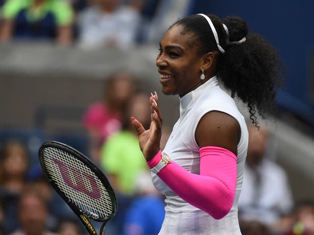 Serena Williams takes in the crowd's support after beating Yaroslava Shvedova in the fourth round at the US Open