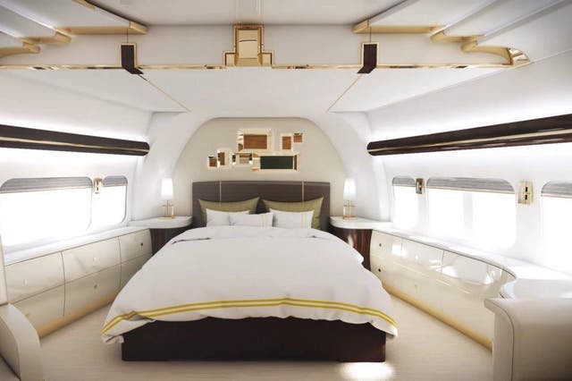 Boeing 747-8 VIP private jet's bedroom