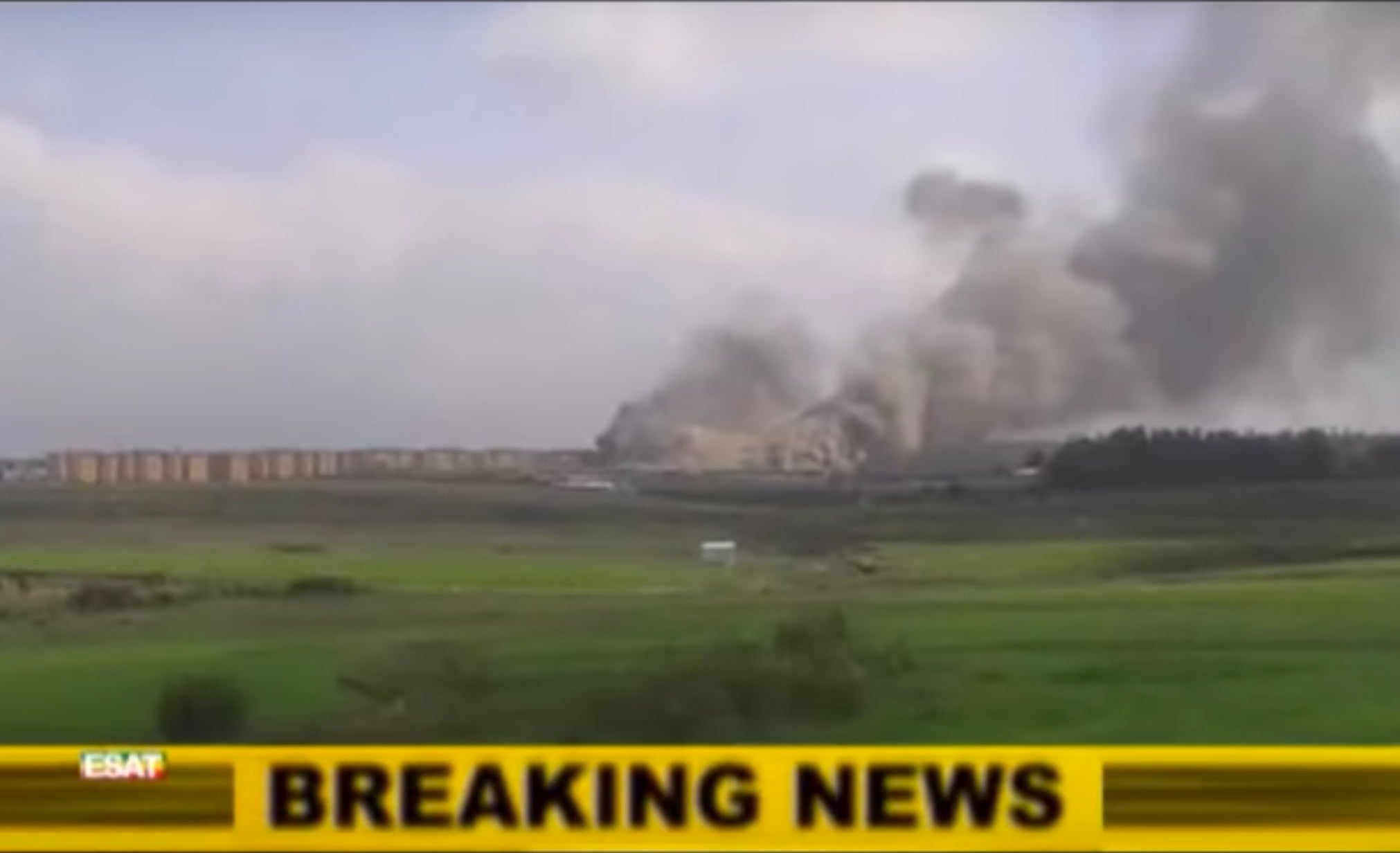 ESAT, a TV broadcaster based outside Ethiopia, showed grainy footage of the fire visible from a great distance