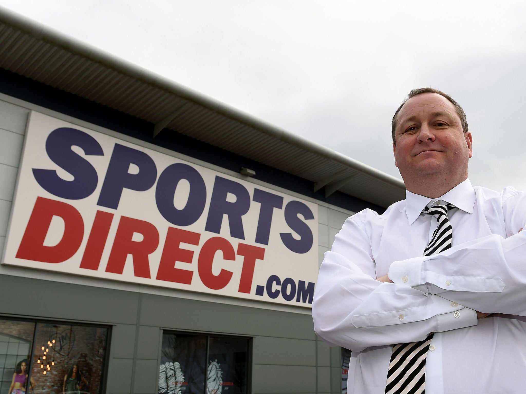 Sports Direct founder Mike Ashley outside the headquarters in Derbyshire. The retailer expects huge losses from the pound's 'flash crash'