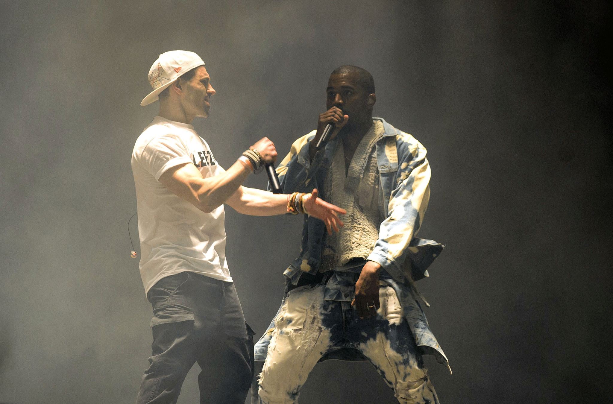 Lee Nelson invades the stage as Kanye West performs