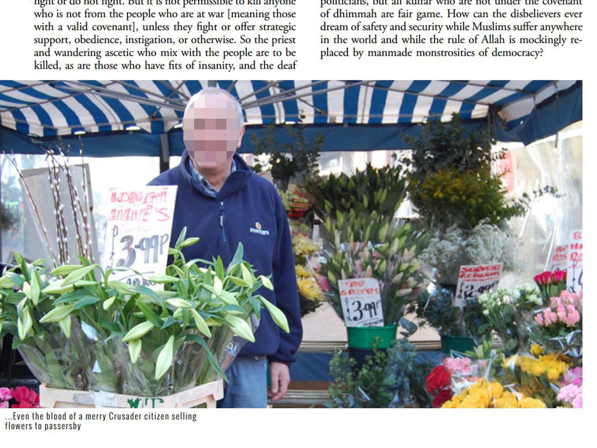 A photo of Steve Leyland at his flower stall in Cheshire was used in Isis propaganda