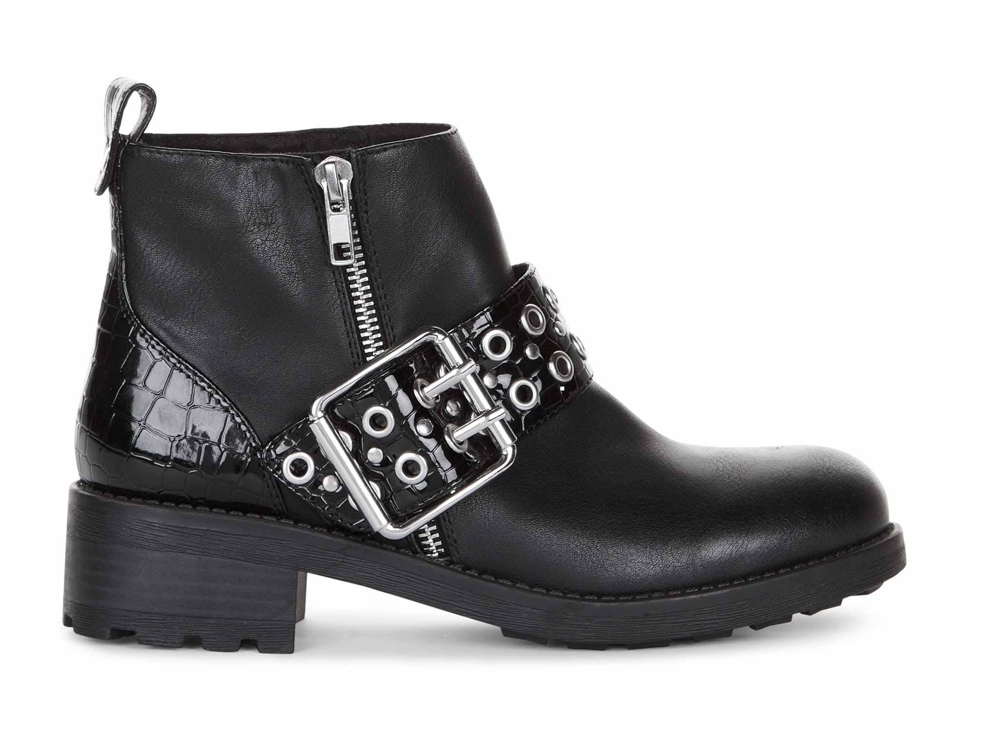 New Look Black Leather Chunky Buckle Boot £29.99 newlook.com
