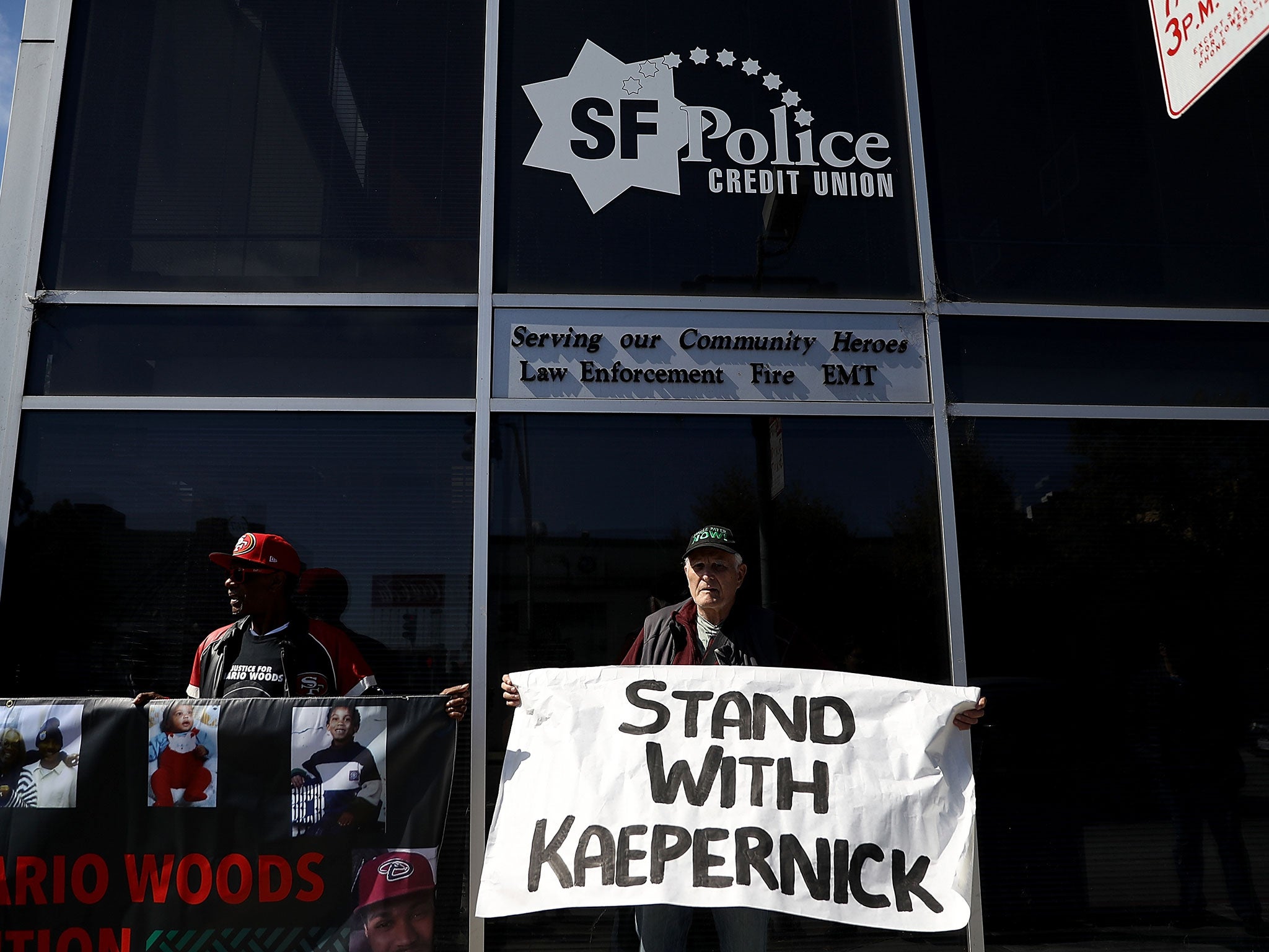 Colin Kaepernick supporters gather outside San Francisco's police headquarters