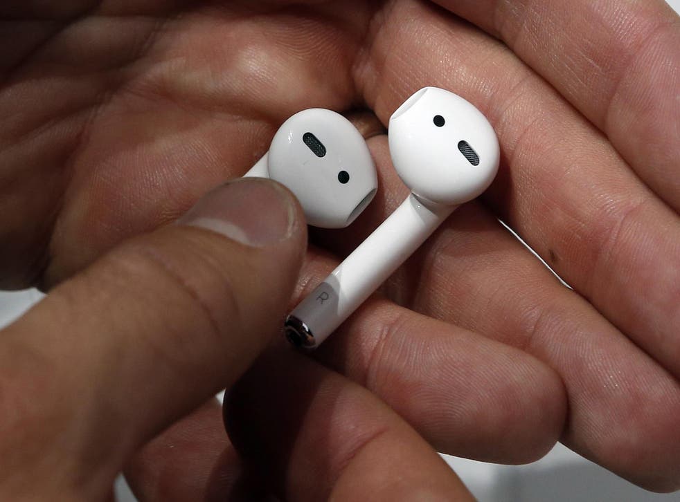 Apple AirPods are displayed during a media event in San Francisco, California, U.S. September 7, 2016