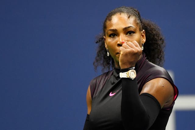 Serena Williams celebrates her quarter-final victory at the US Open