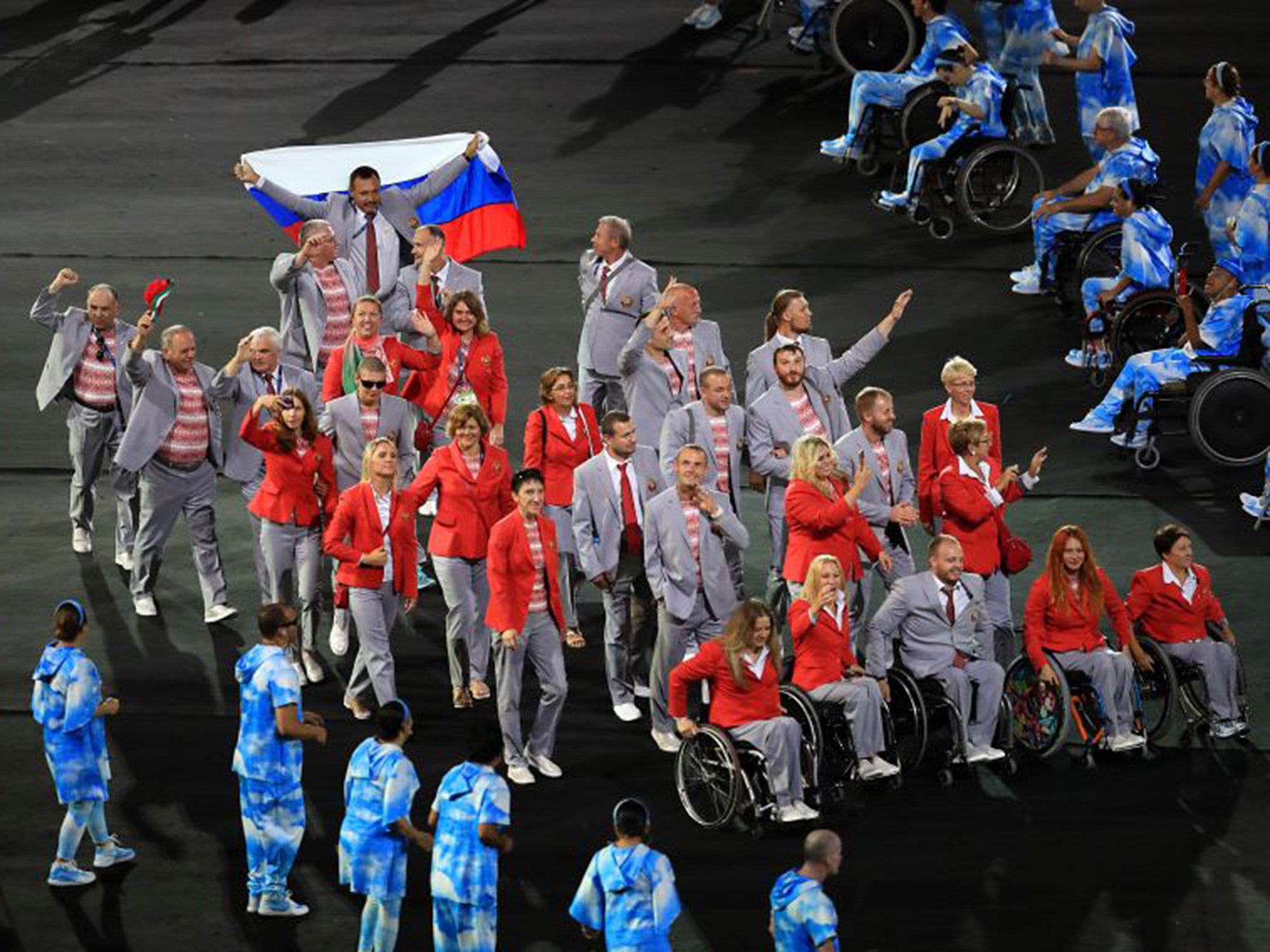 One member of the Belarus team carried out a pro-Russia protest during the Paralympic opening ceremony