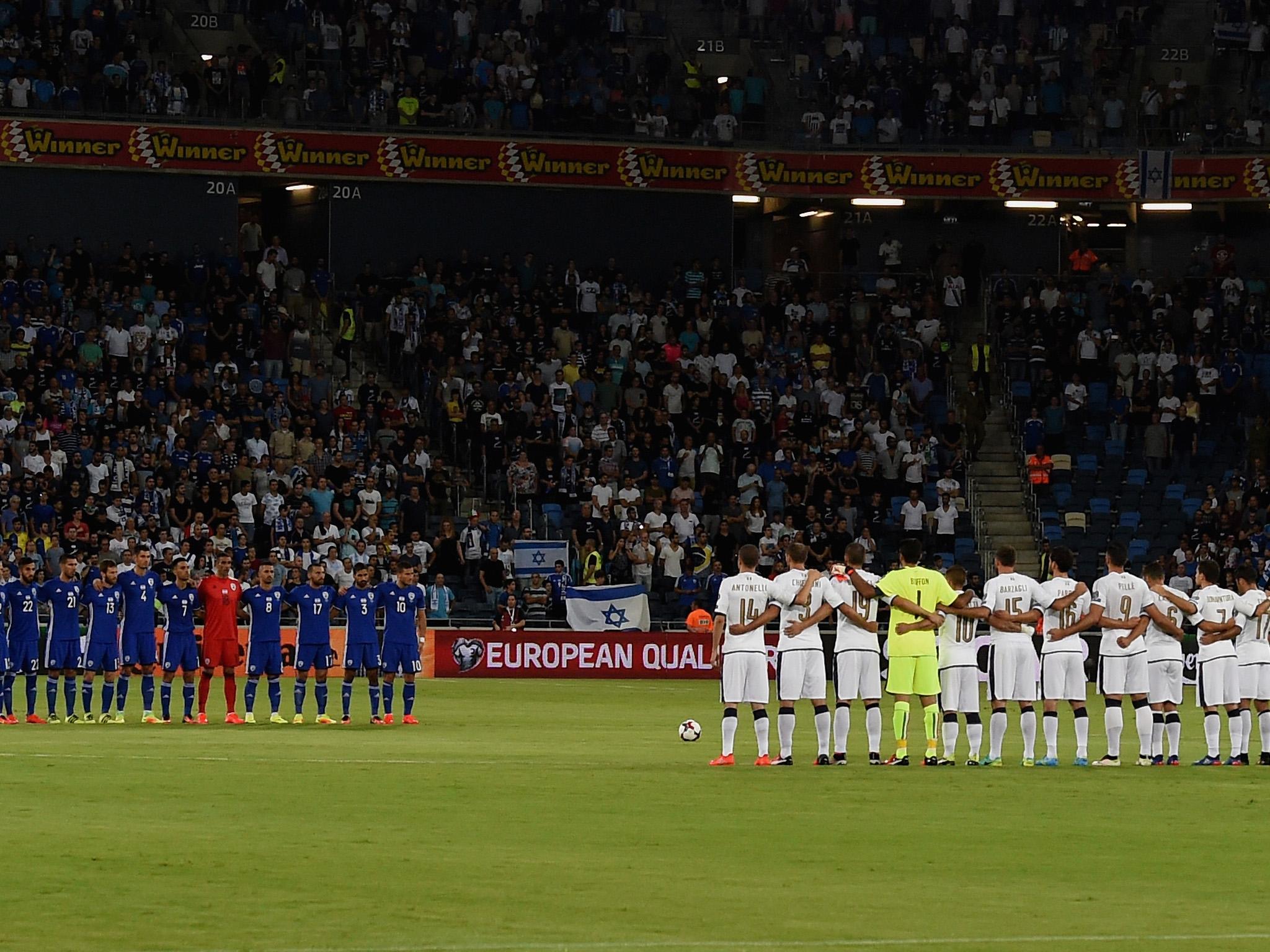 Italian fans were heard booing the Israeli national anthem as the two teams listened