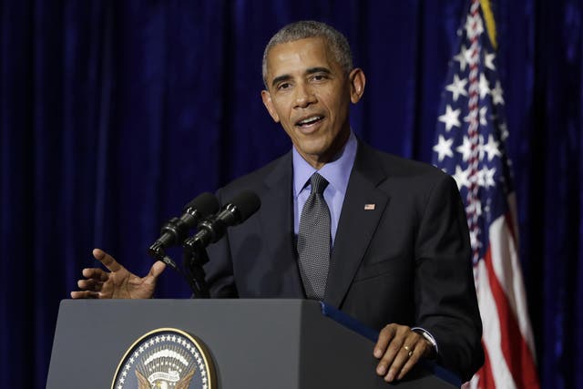 Barack Obama speaking during a visit to Laos