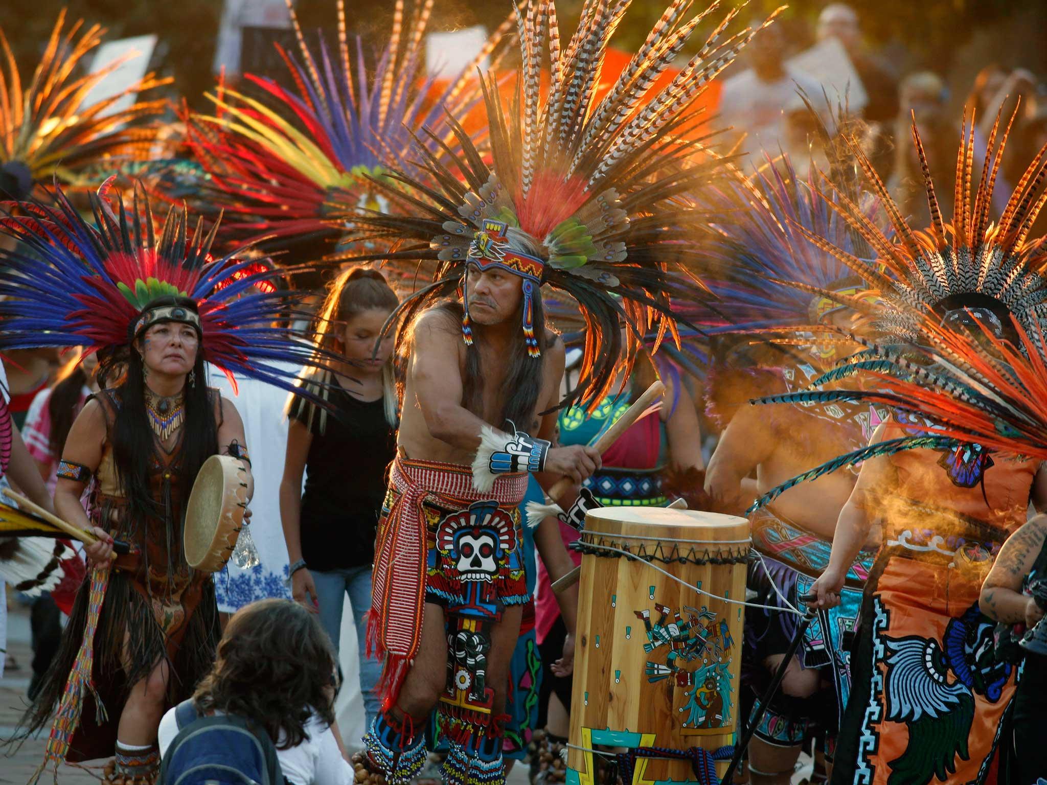 Native Americans head to a rally at the State Capitol in Denver, Colorado, to protest in solidarity with members of the Standing Rock Sioux tribe in North Dakota