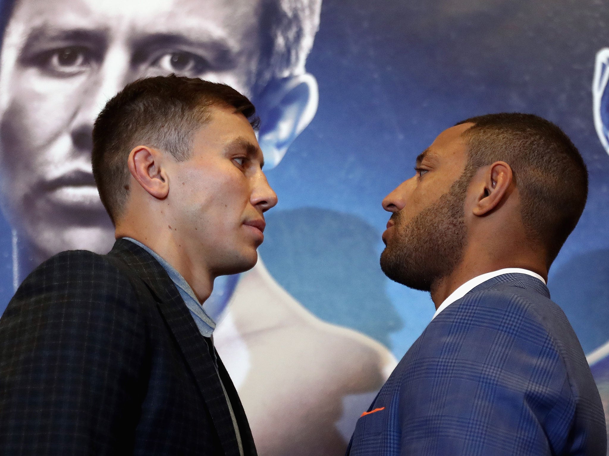 Gennady Golovkin and Kell Brook ahead of Saturday night’s middleweight world title fight