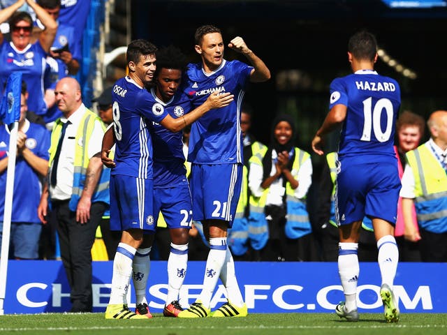Chelsea celebrate scoring against Burnley