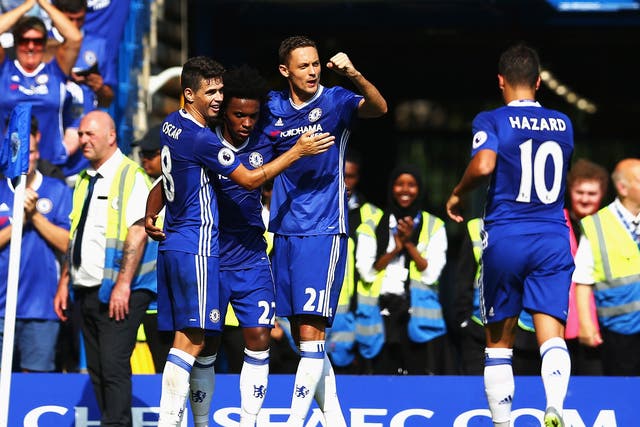 Chelsea celebrate scoring against Burnley