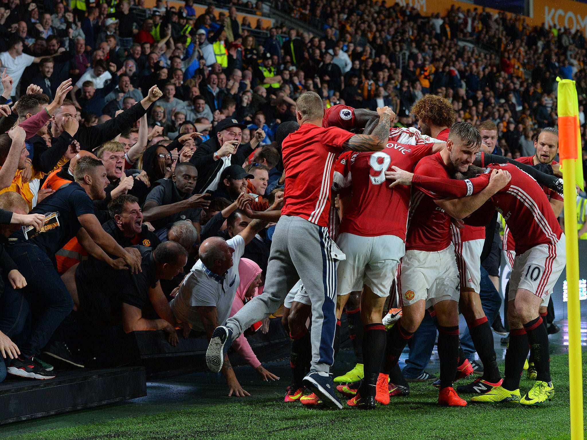 Manchester United players celebrate after their victory over Hull two week's ago