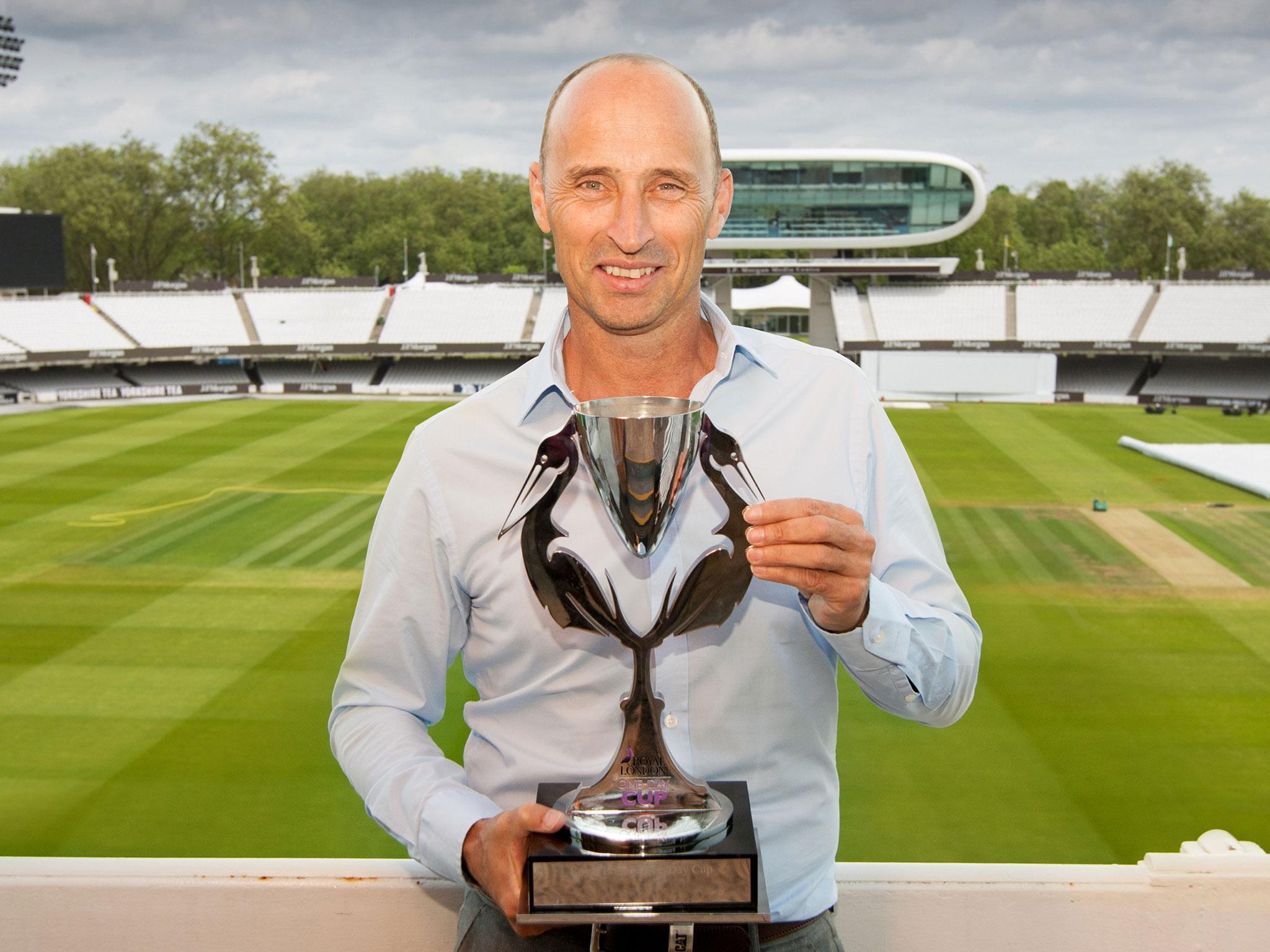 Nasser Hussain with the Royal London One-day trophy at Lord's this week