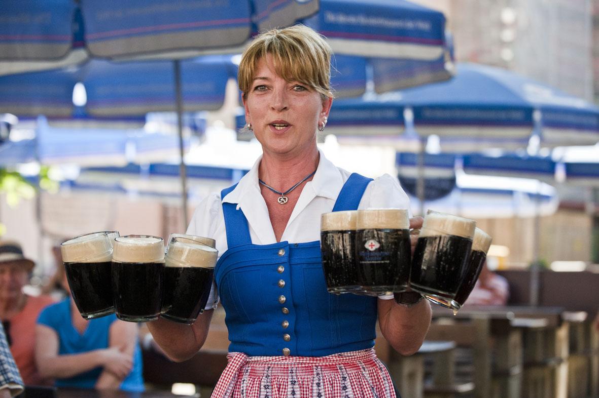 Even outside of Oktoberfest, you can expect service from dirndl-clad waitresses