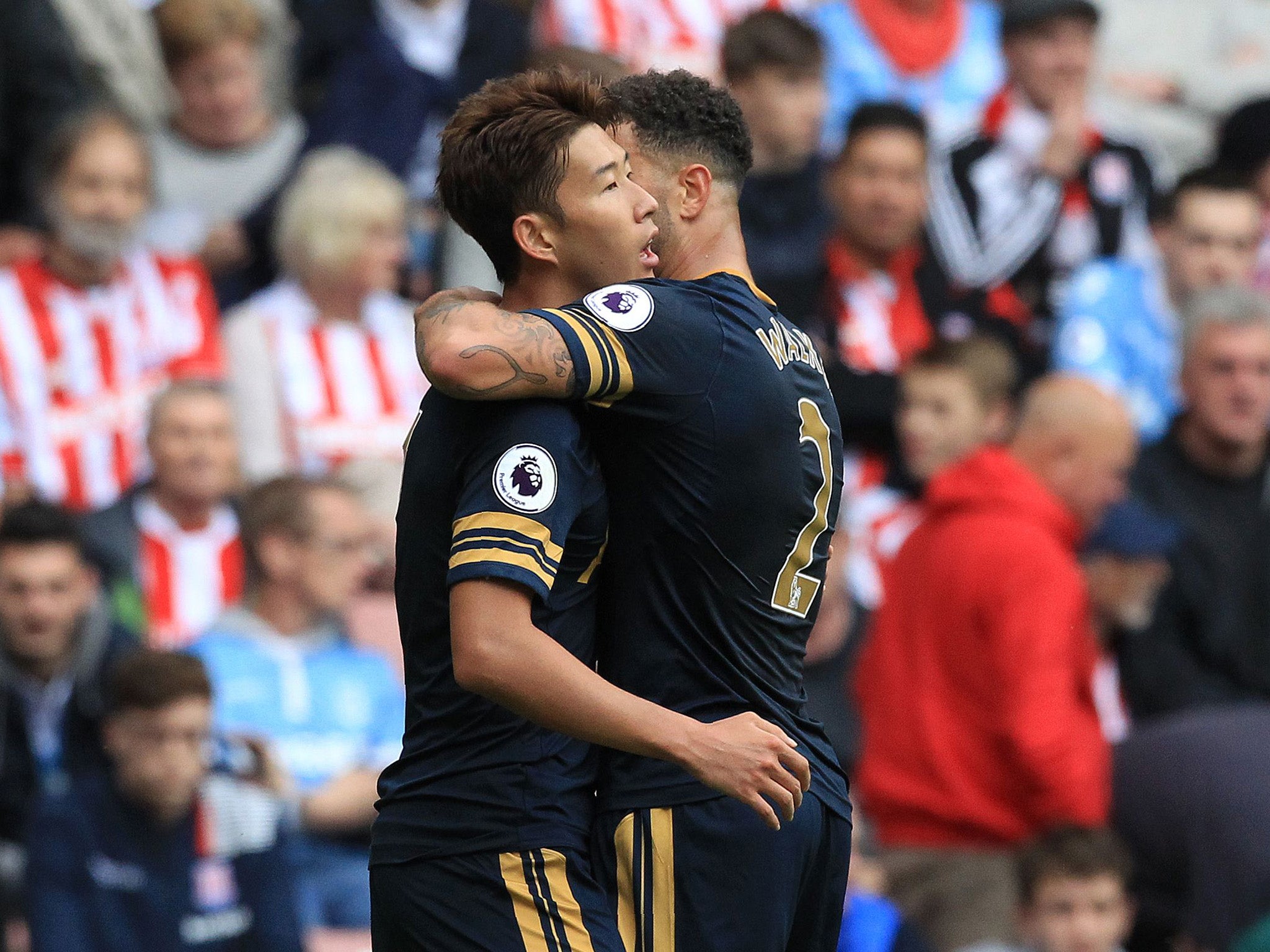 Heung Min Son celebrates scoring for Spurs