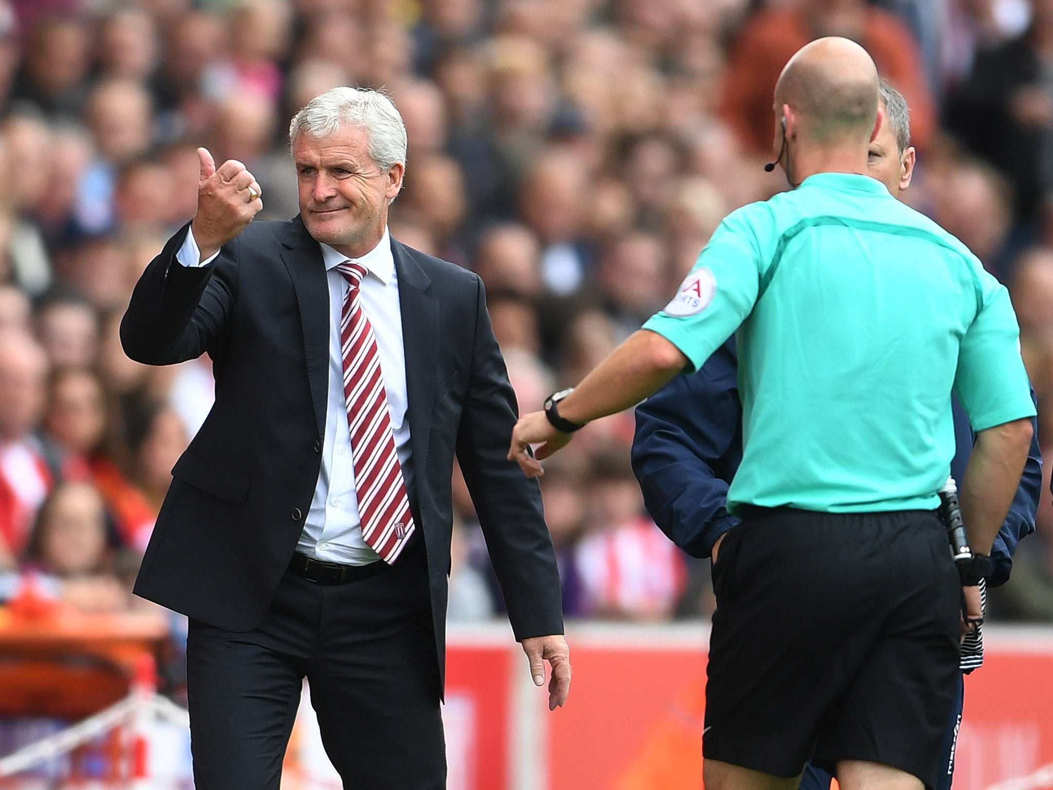 Mark Hughes insists he didn't swear at the referee