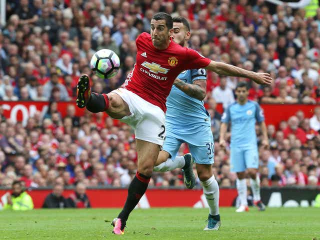 Henrikh Mkhitaryan started his first competitive game for United but was substituted at half time