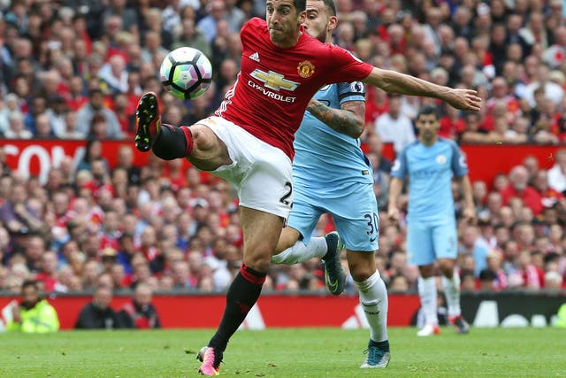 Henrikh Mkhitaryan started his first competitive game for United but was substituted at half time