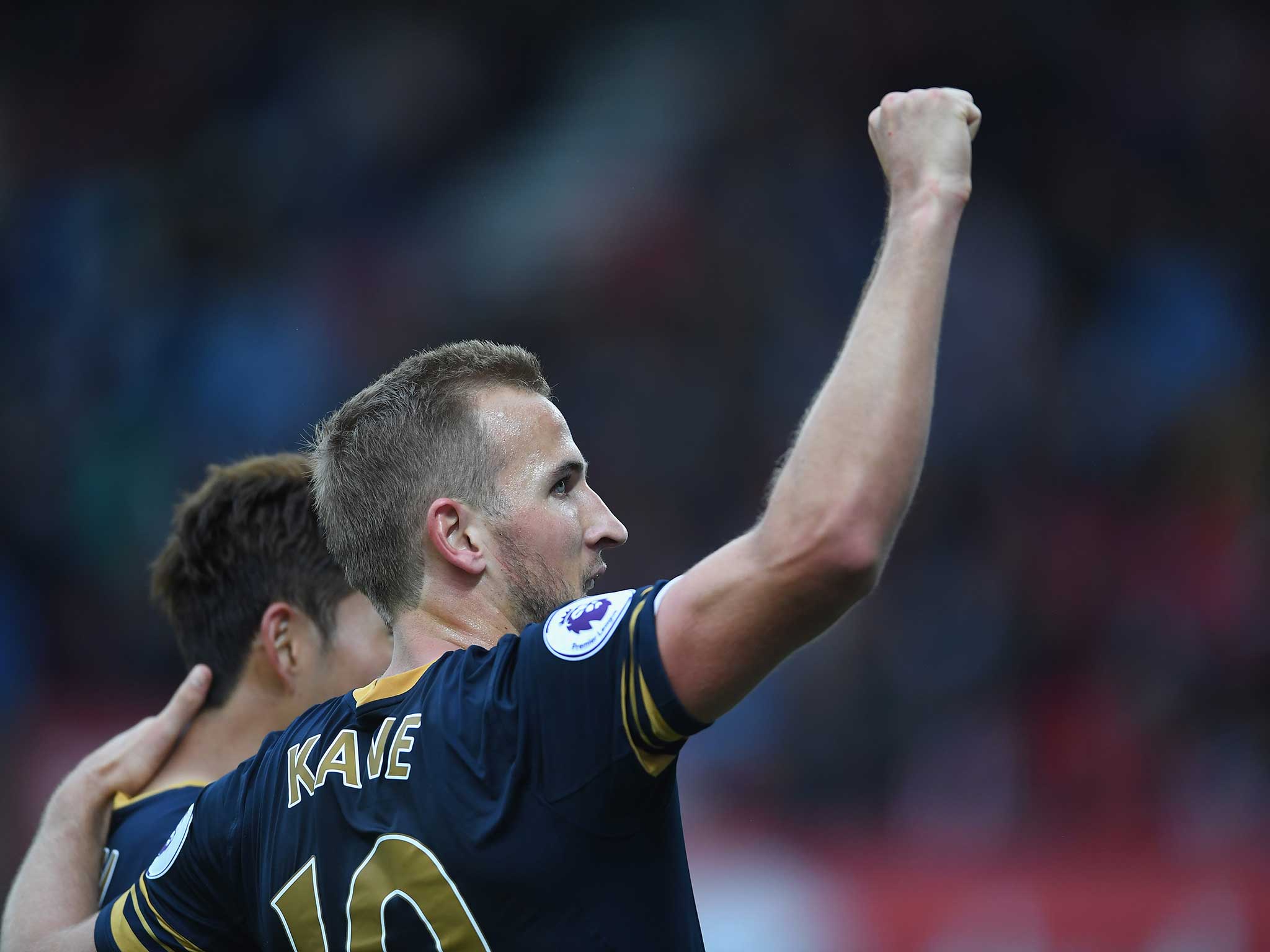 Harry Kane scored his first goal of the season at Stoke