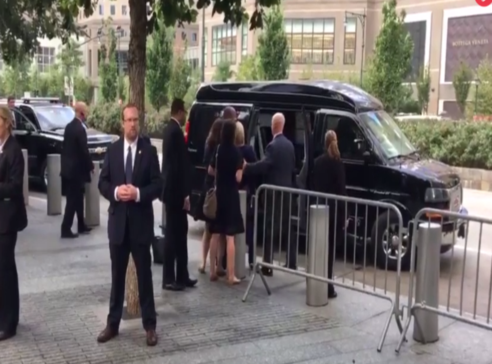 Ms Clinton appeared to stumble as she got into her vehicle