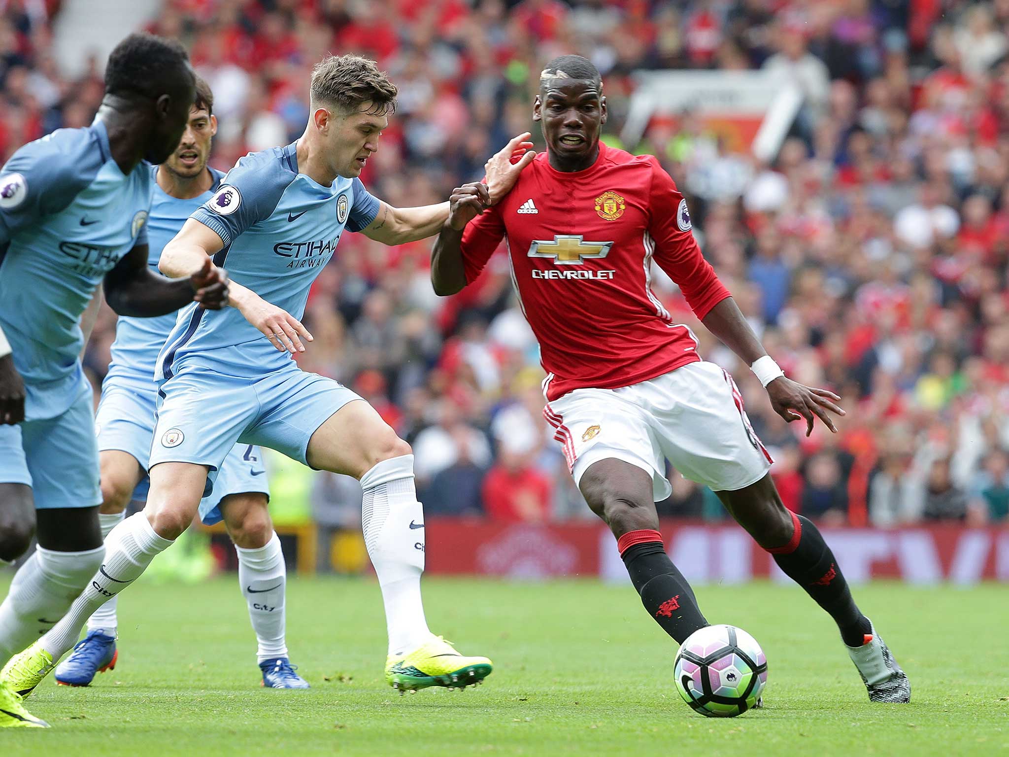 Paul Pogba endured a difficult first Manchester derby on Saturday