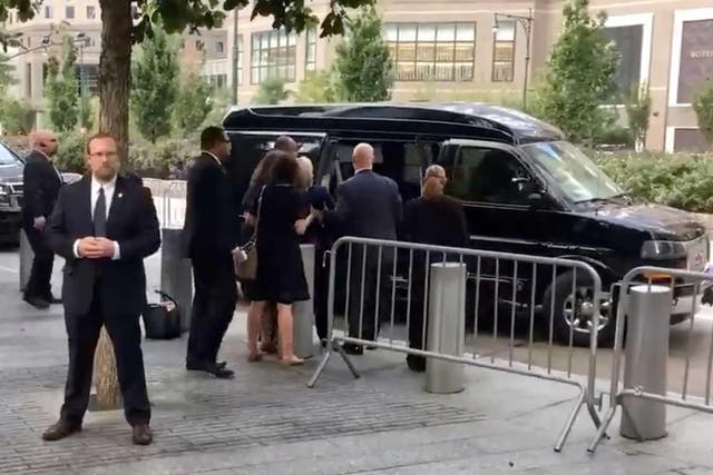 The presidential candidate was filmed stumbling before getting into a vehicle