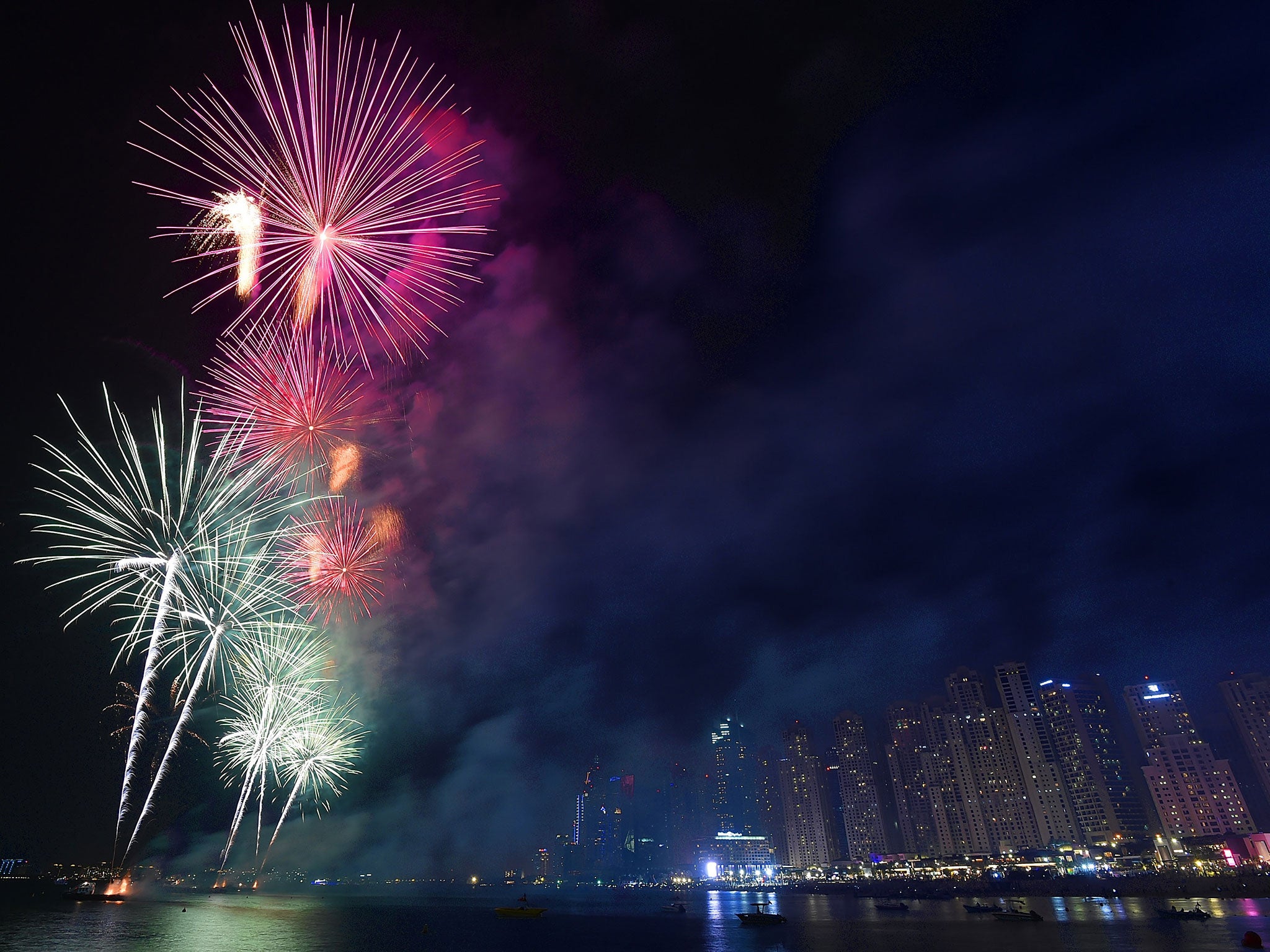 A celebratory fireworks display on September 11, 2016 in Dubai, United Arab Emirates