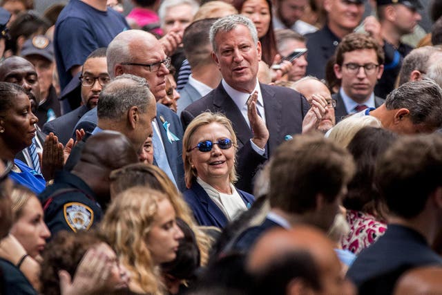 The Democratic presidential candidate 'overheated' and fainted at a 9/11 memorial service