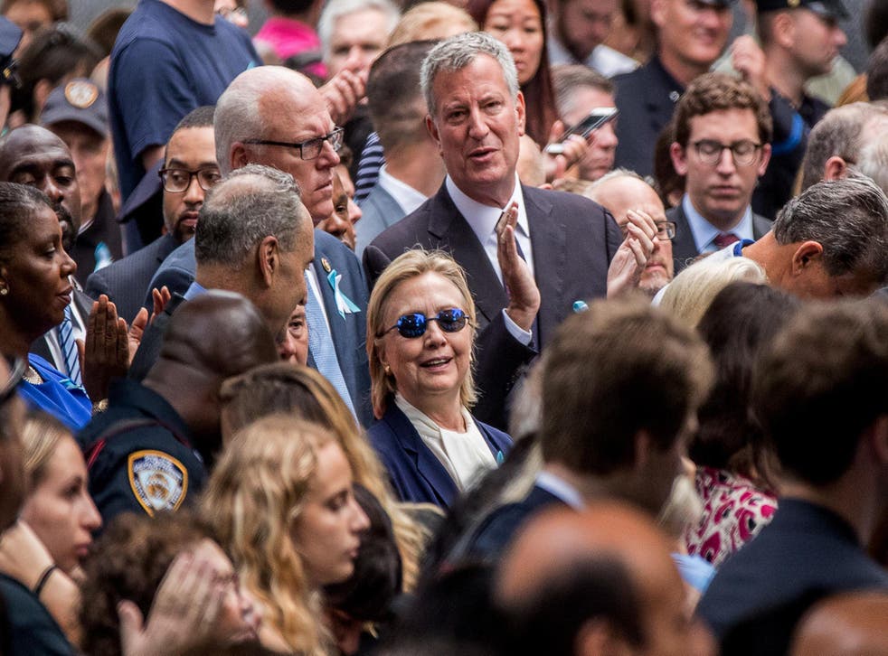 Hillary Clinton at the 9/11 memorial shortly before details of her illness emerged