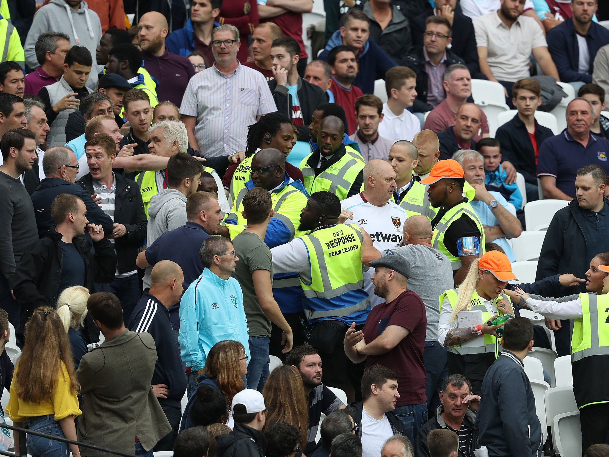 Home fans clash in the London Stadium