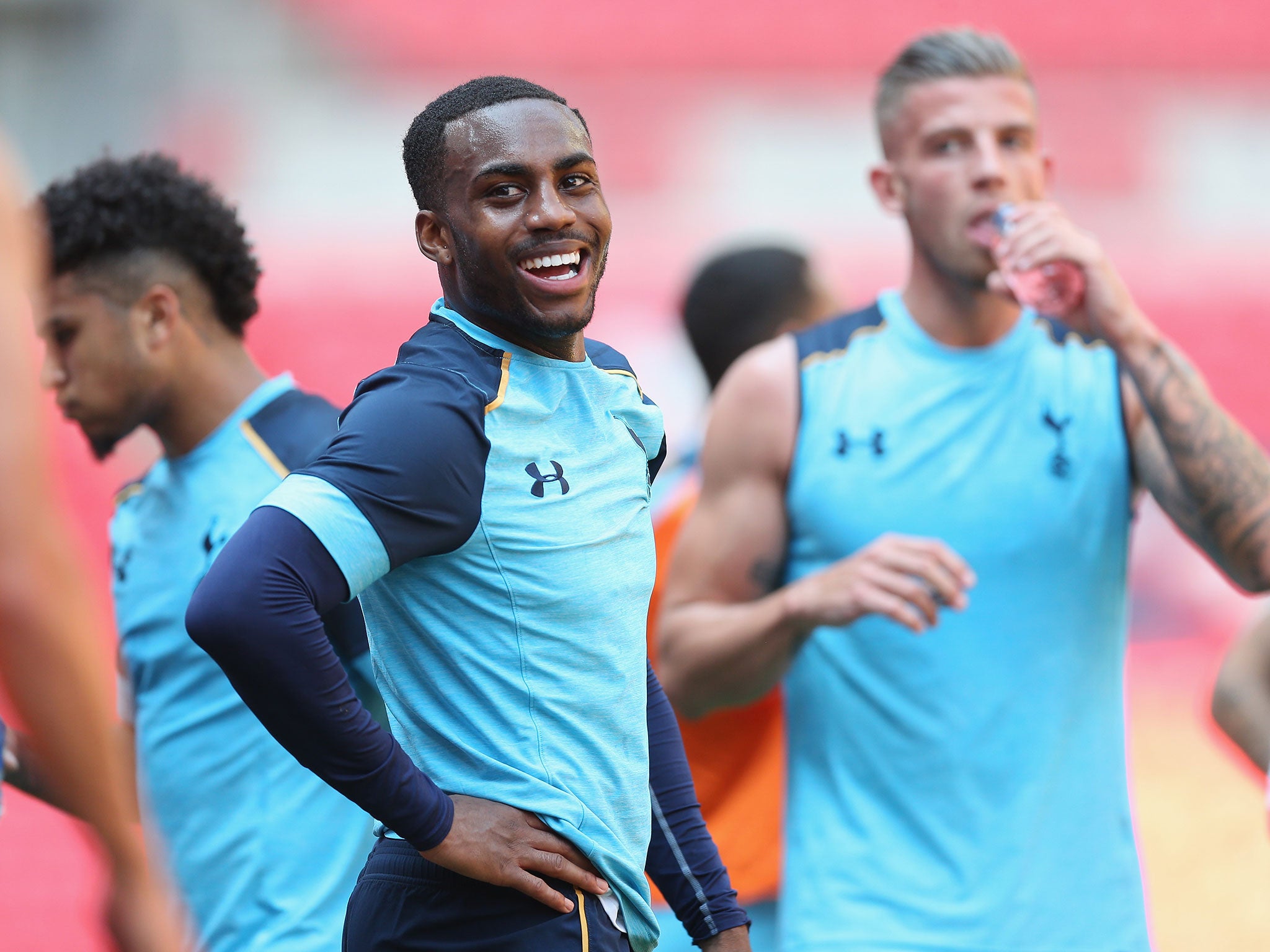Danny Rose in training at Wembley ahead of Wednesday night's Champions League fixture