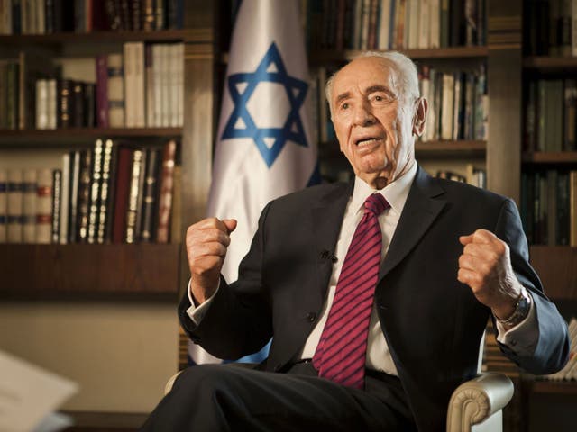 Shimon Peres at his home in Jerusalem, July 2014