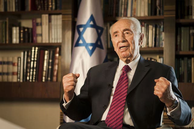 Shimon Peres at his home in Jerusalem, July 2014