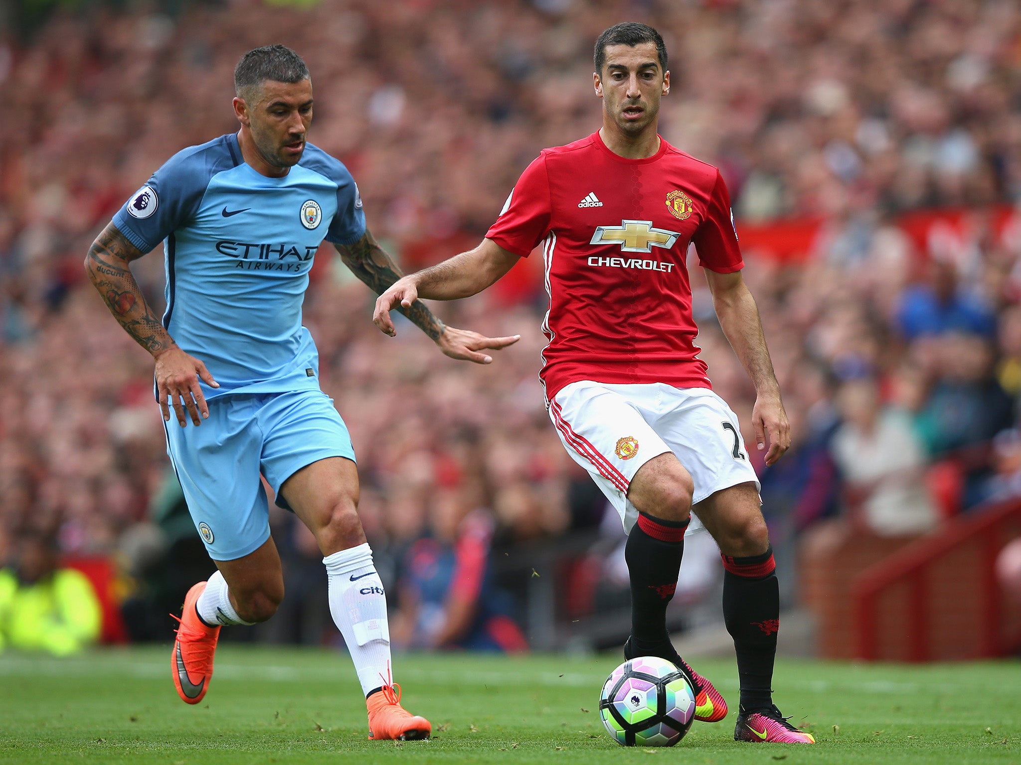 Henrikh Mkhitaryan has only played on the right for Manchester United so far