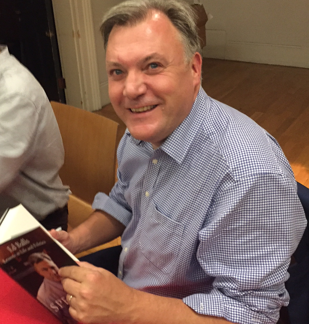 Ed Balls, signing copies of his book at King's College, London, last night