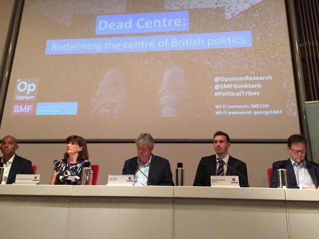 Chuka Umunna, Nicky Morgan, Toby Helm, Adam Drummond and Nick Clegg. Photo credit: James Endersby/Opinium