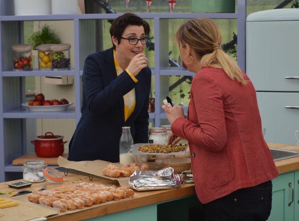 Please don't go: Mel and Sue in action in their first and last Bake Off batter week
