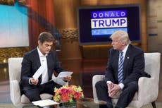 Donald Trump offers a summary of physical exam results during TV interview
