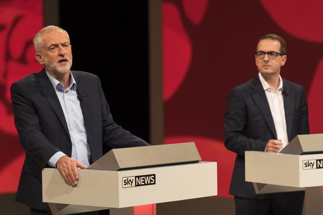Jeremy Corbyn (left) and Owen Smith at the final Labour leadership debate