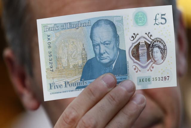 The new plastic note, featuring the former British Prime Minister is designed to be more durable