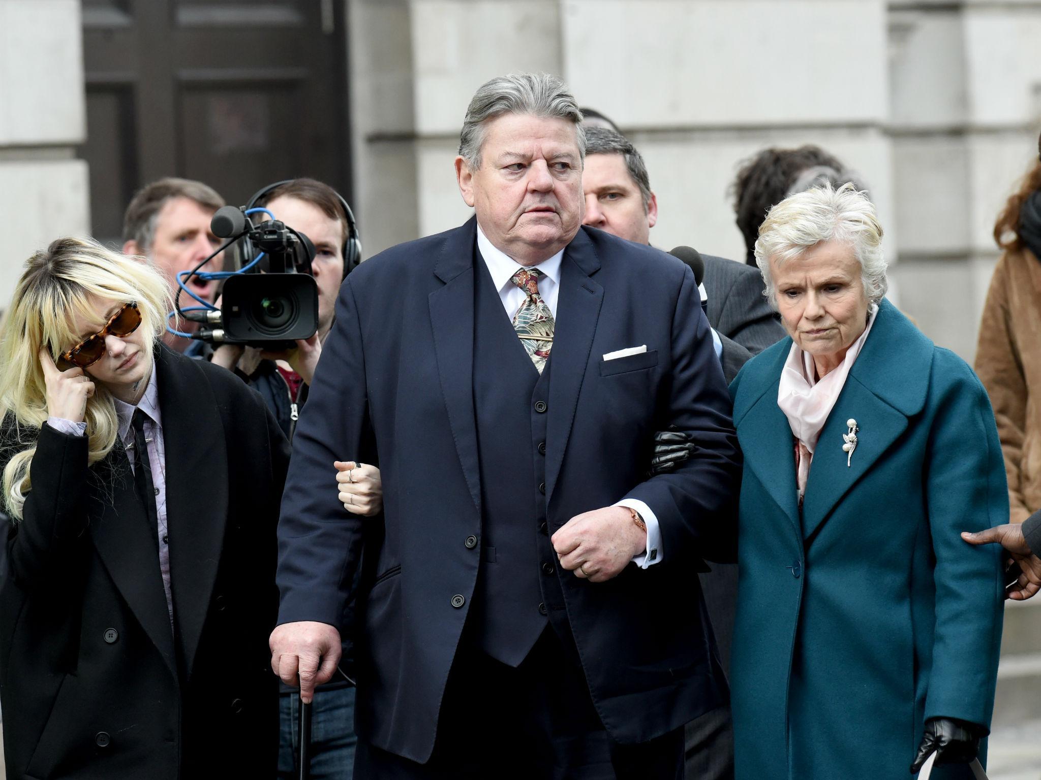 Robbie Coltrane and Julie Walters on set filming National Treasure