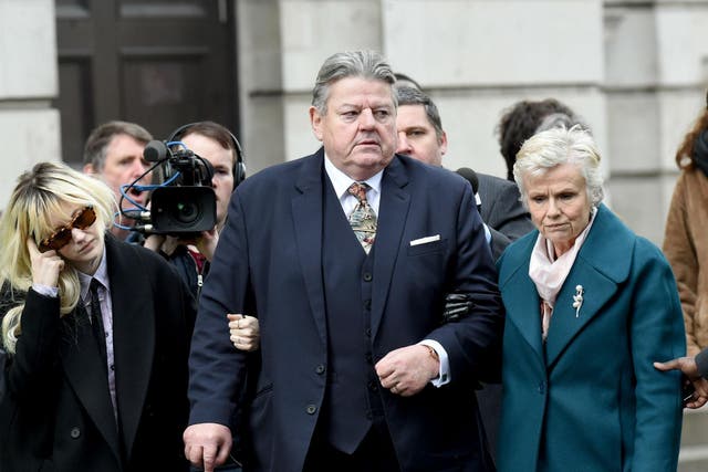Robbie Coltrane and Julie Walters on set filming National Treasure