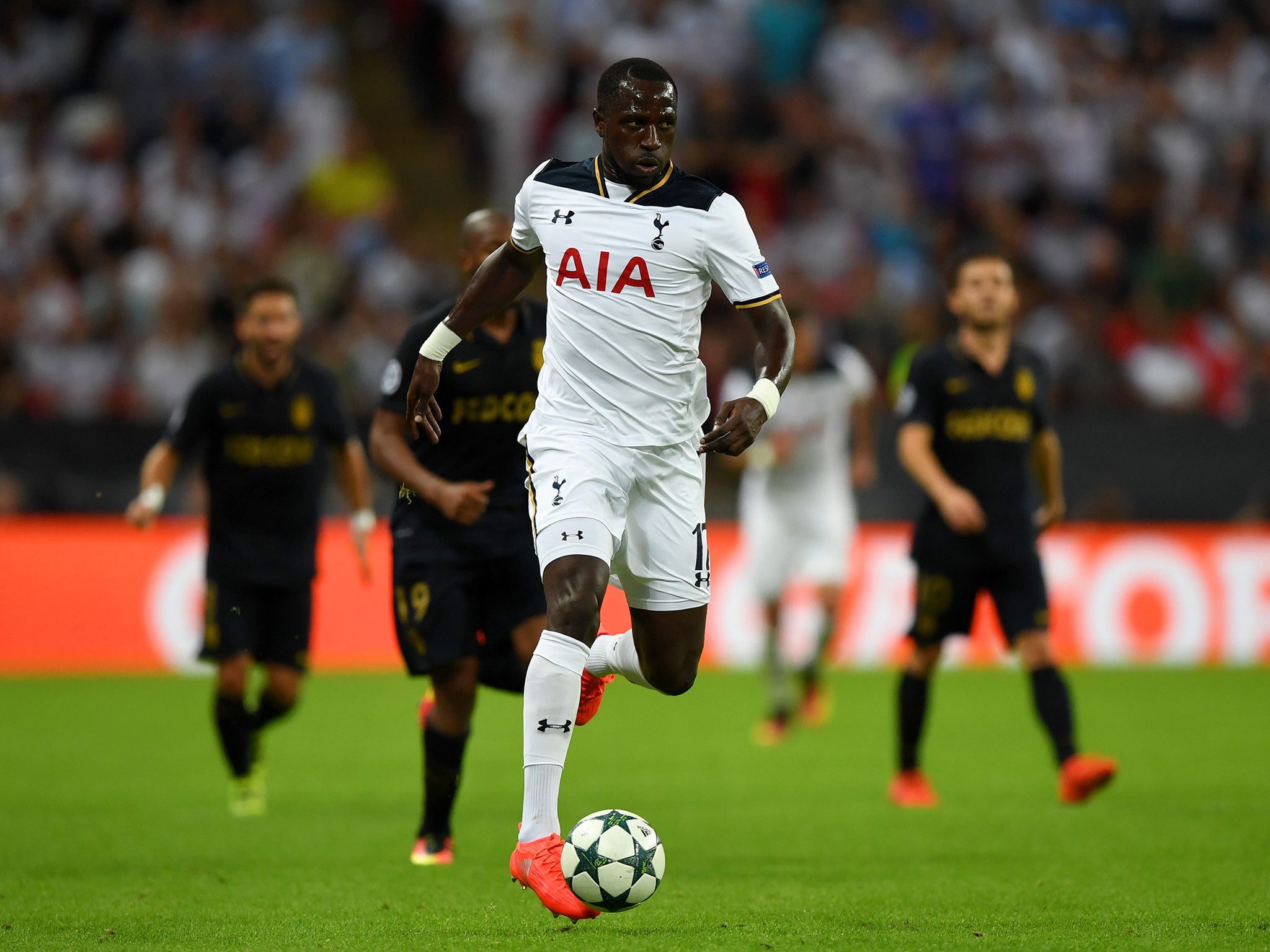 Moussa Sissoko in action for Tottenham during their Champions League clash against Monaco on Wednesday night